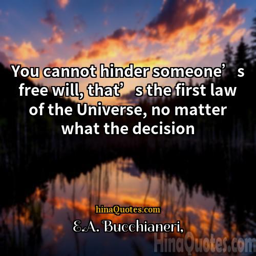 EA Bucchianeri Quotes | You cannot hinder someone’s free will, that’s